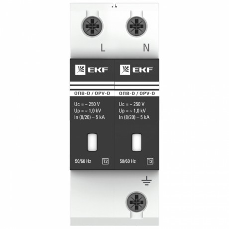 Ограничитель импульсных напряжений ОПВ-D/2P In 5кА 275В с сигн. EKF PROxima opv-d2