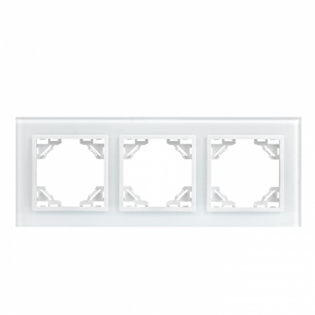 Минск Рамка 3-местная стеклянная белая EKF Basic ERM-G-403-10