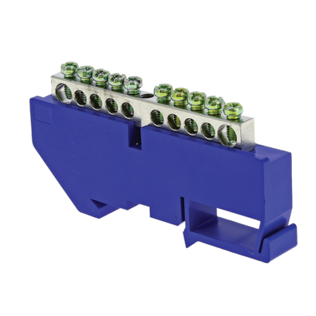 Шина 0 N (6x9мм) 10 отв. цинк синий изолятор на DIN-рейку EKF PROxima sn1-63-10-d