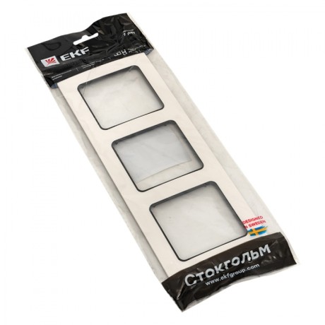 Стокгольм Рамка 3-местная белая с линией цвета черный EKF PROxima EZM-G-304-20