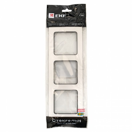 Стокгольм Рамка 3-местная белая с линией цвета черный EKF PROxima EZM-G-304-20