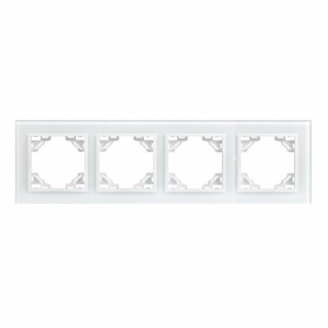 Минск Рамка 4-местная стеклянная белая EKF Basic ERM-G-404-10