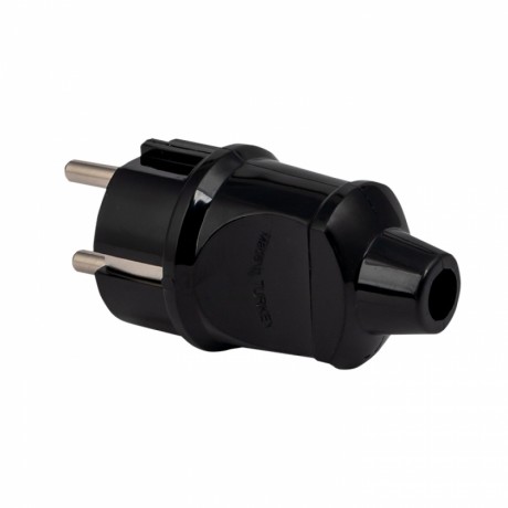 Вилка прямая усиленная с заземлением черная 16А 250В EKF Proxima AVP16-30-r