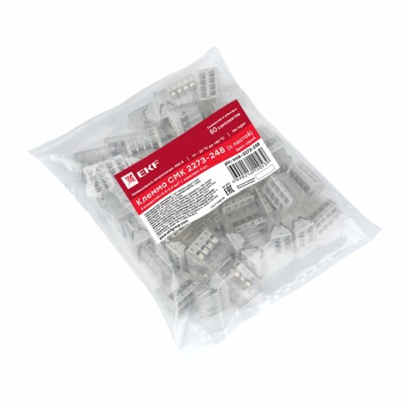 Строительно-монтажная клемма СМК 2273-248 (с пастой) 8 отверстий 0,5-2.5мм2 (50шт.) EKF PROxima plc-smk-2273-248