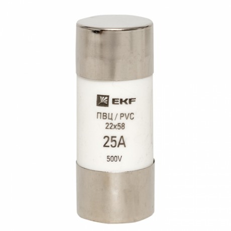Плавкая вставка цилиндрическая ПВЦ (22х58) 25А EKF PROxima pvc-22x58-25