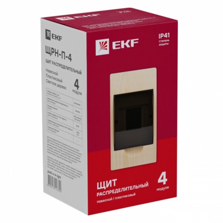 Щит распределительный навесной ЩРН-П- 4 светлое дерево IP41 EKF PROxima pb40-n-4-light