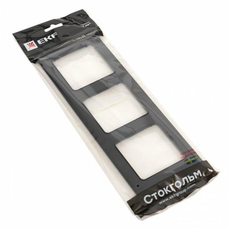 Стокгольм Рамка 3-местная черная EKF PROxima EAM-G-302-30