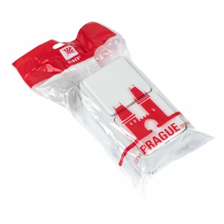 Блок розетка-выключатель 1-кл. 16А с/з с крышкой IP44 белая Прага EKF PROxima EKRV16-050-10-440