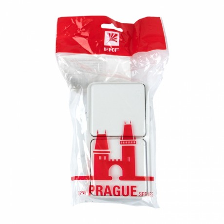 Блок розетка-выключатель 1-кл. 16А с/з с крышкой IP44 белая Прага EKF PROxima EKRV16-050-10-440