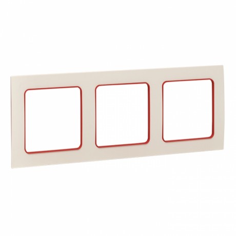 Стокгольм Рамка 3-местная белая с линией цвета красный EKF PROxima EAM-G-304-10