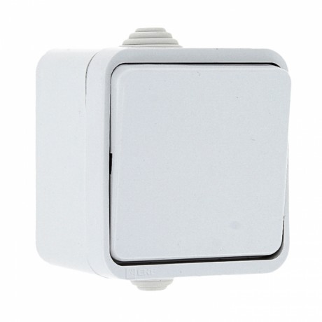 Прага Выключатель 1-клавишный 10А IP44 белый EKF EKV10-021-10-44
