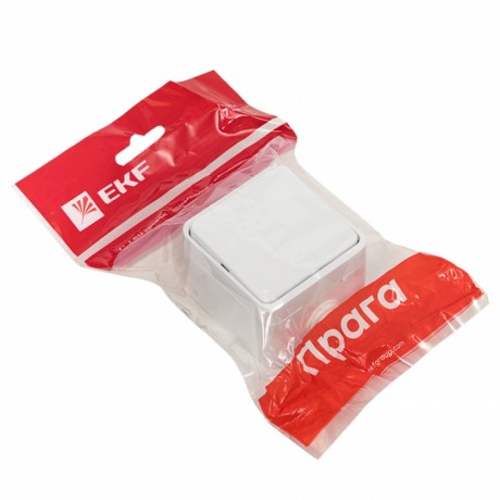 Прага Выключатель 1-клавишный 10А IP44 белый EKF EKV10-021-10-44