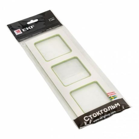 Стокгольм Рамка 3-местная белая с линией цвета зеленый EKF PROxima EAM-G-302-10