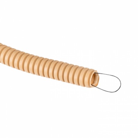 Труба гофр. ПВХ с протяжкой d16 мм (25 м) светлое дерево EKF-Plast tg-z-16w