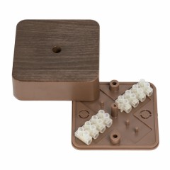 Коробка разветвительная КМР-030-030кг (75х75х26) с клеммником тёмное дерево EKF PROxima plc-kmr-030-030kg-t