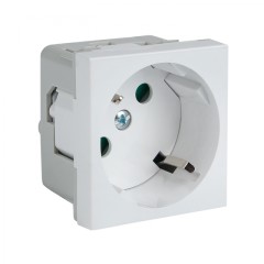 Розетка 45х45 PRO с заземлением, 45 градусов, белая EKF E6MR16-028-10-45