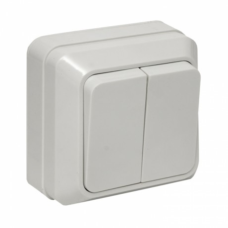 Рим Выключатель 2-клавишный 10А белый EKF ENV10-023-10