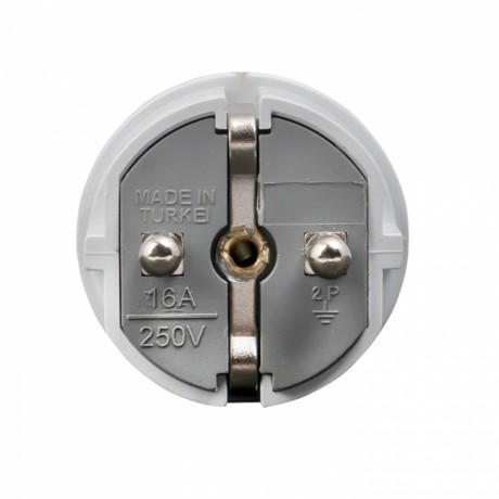 Вилка прямая усиленная с заземлением белая 16А 250В EKF Proxima AVP16-10-r