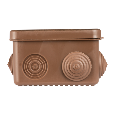 Коробка распаячная КМР-030-031 с крышкой (80х80х50) 7 мембранных вводов тёмное дерево IP54 EKF PROxima plc-kmr-030-031-t