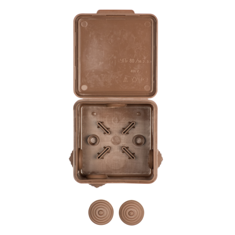 Коробка распаячная КМР-030-031 с крышкой (80х80х50) 7 мембранных вводов тёмное дерево IP54 EKF PROxima plc-kmr-030-031-t