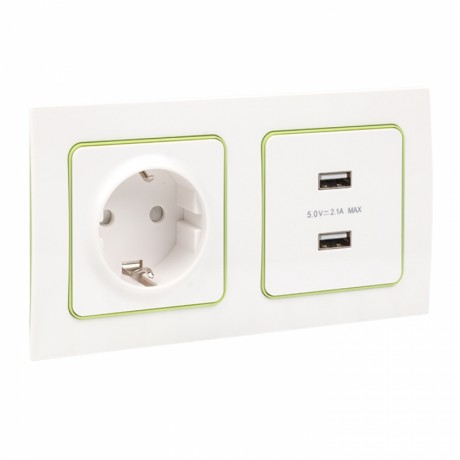 Стокгольм Рамка 2-местная белая с линией цвета зеленый EKF PROxima EXM-G-303-20