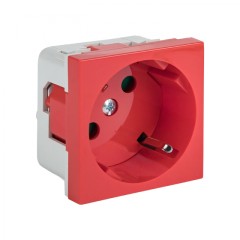 Розетка 45х45 PRO с заземлением, 45 градусов, красная EKF E6MR16-028-70-45