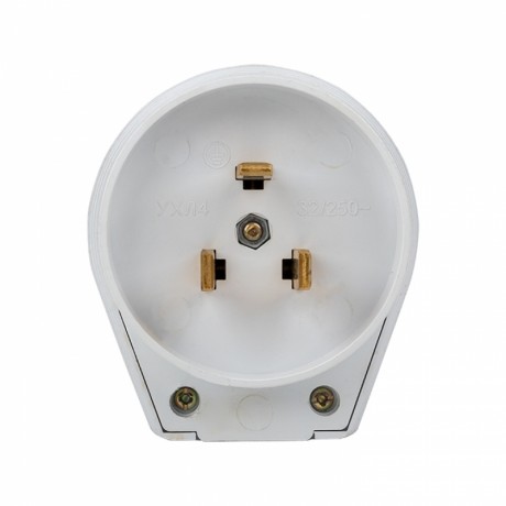 Вилка для разъема РШ-ВШ 32А 250В 2P+PE пластиковая бел. EKF AS-250-B-01