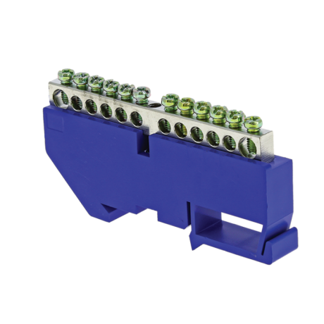 Шина 0 N (6x9мм) 14 отв. цинк синий изолятор на DIN-рейку EKF PROxima sn1-63-14-d