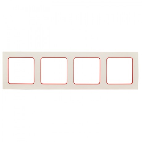 Стокгольм Рамка 4-местная белая с линией цвета красный EKF PROxima EAM-G-305-10