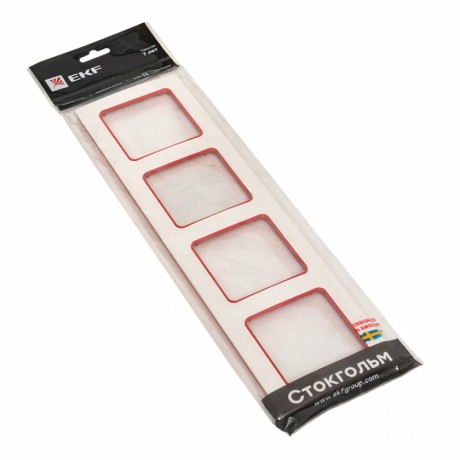 Стокгольм Рамка 4-местная белая с линией цвета красный EKF PROxima EAM-G-305-10