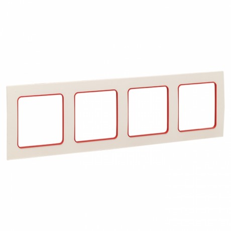 Стокгольм Рамка 4-местная белая с линией цвета красный EKF PROxima EAM-G-305-10