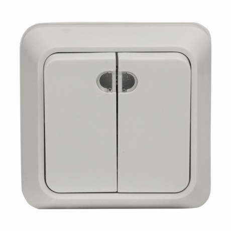 Рим Выключатель 2-клавишный с индикатором 10А белый EKF ENV10-123-10