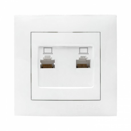 Валенсия розетка компьютерная RJ-45 2-местная белая EKF PROxima EWK02-035-10