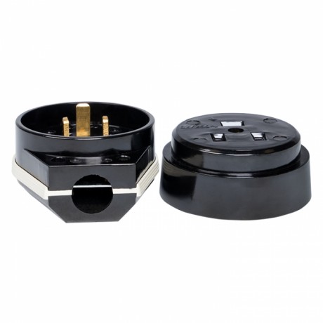 Разъем РШ-ВШ 32А 250В 2P+PE (ОУ) карболитовый черный EKF PROxima AS-250-O-03