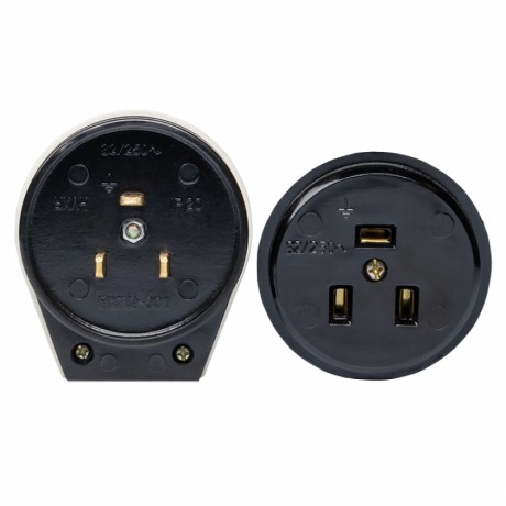 Разъем РШ-ВШ 32А 250В 2P+PE (ОУ) карболитовый черный EKF PROxima AS-250-O-03