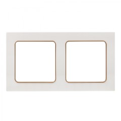 Стокгольм Рамка 2-местная белая с линией цвета шампань EKF PROxima EYM-G-303-10
