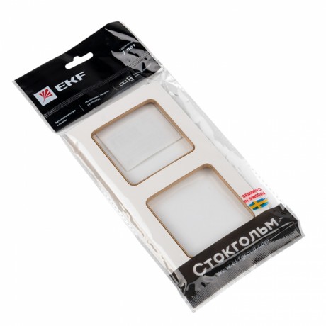 Стокгольм Рамка 2-местная белая с линией цвета шампань EKF PROxima EYM-G-303-10