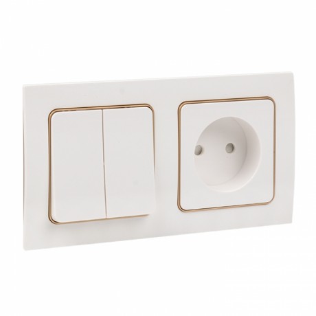Стокгольм Рамка 2-местная белая с линией цвета шампань EKF PROxima EYM-G-303-10