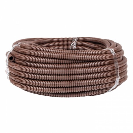 Труба гофр. ПВХ с протяжкой d16 мм (25 м) темное дерево EKF-Plast tg-z-16d