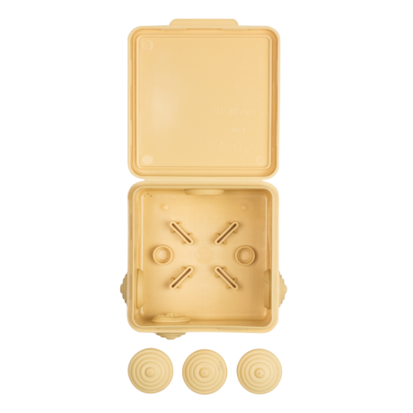 Коробка распаячная КМР-030-031 с крышкой (80х80х50) 7 мембранных вводов светлое дерево IP54 EKF PROxima plc-kmr-030-031-s