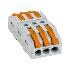 Строительно-монтажная клемма СМК 222-423 проходная 3 полюса 0,08-4мм2 (25шт.) EKF PROxima plc-smk-423
