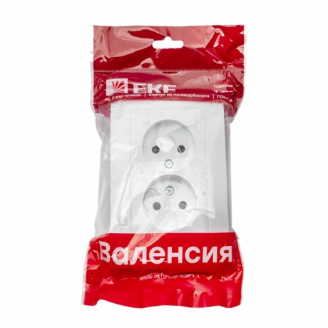 Валенсия розетка 2-местная б/з 10А белая с защ. штор. EKF PROxima EWR10-102-10