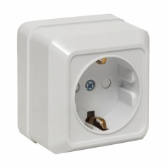Рим Розетка 1-местная 16А с заземлением белая с защ. штор. EKF ENR16-028-100