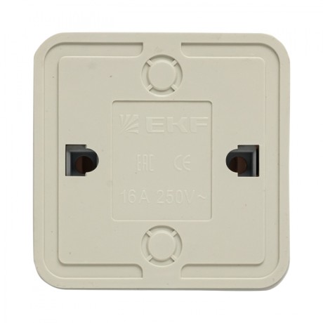 Рим Розетка 1-местная 16А с заземлением белая с защ. штор. EKF ENR16-028-100