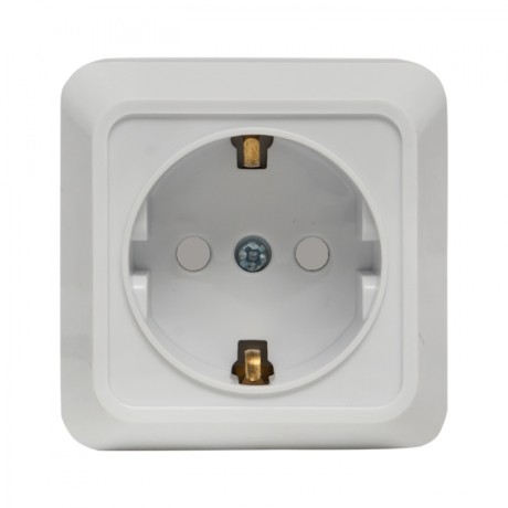 Рим Розетка 1-местная 16А с заземлением белая с защ. штор. EKF ENR16-028-100