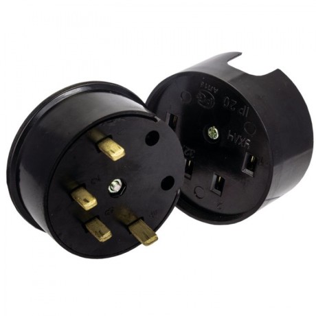 Разъем РШ-ВШ 32А 380В 3P+PE (ОУ) карболитовый черный EKF PROxima AS-380-O-04