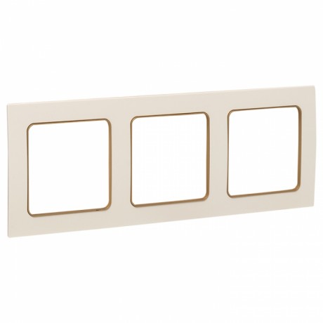 Стокгольм Рамка 3-местная белая с линией цвета шампань EKF PROxima EAM-G-302-20