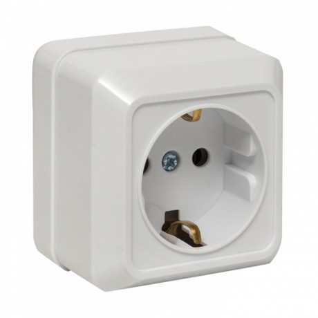 Рим Розетка 1-местная 16А с заземлением керам. белая EKF ENR16-028-10C
