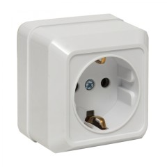 Рим Розетка 1-местная 16А с заземлением керам. белая EKF ENR16-028-10C