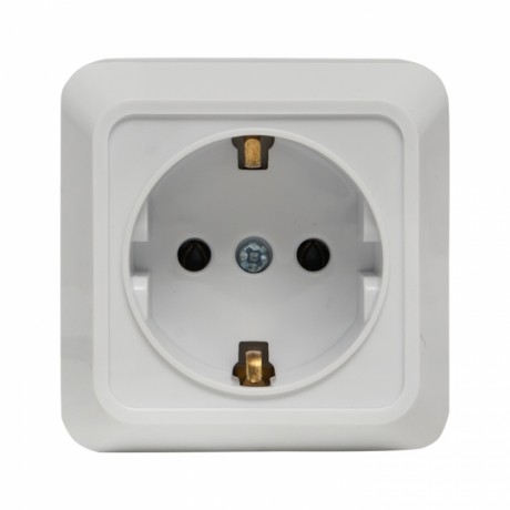 Рим Розетка 1-местная 16А с заземлением керам. белая EKF ENR16-028-10C